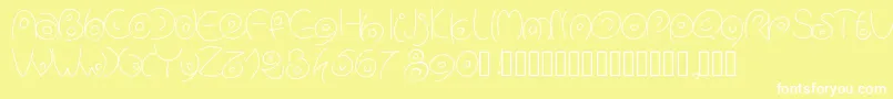 Pwcirclefonts-Schriftart – Weiße Schriften auf gelbem Hintergrund