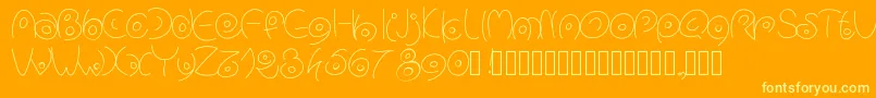 Pwcirclefonts-Schriftart – Gelbe Schriften auf orangefarbenem Hintergrund