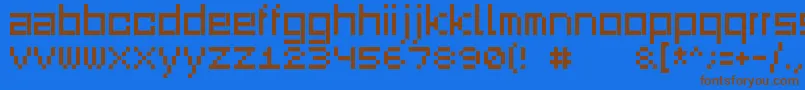 Squaredance00-Schriftart – Braune Schriften auf blauem Hintergrund