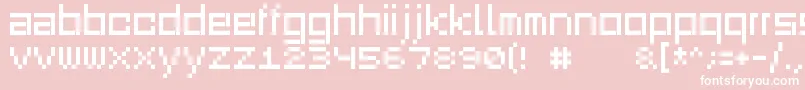 Squaredance00-fontti – valkoiset fontit vaaleanpunaisella taustalla