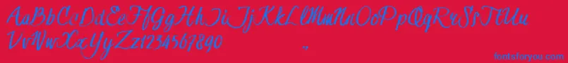 HessterMofetDirtyTrial-Schriftart – Blaue Schriften auf rotem Hintergrund