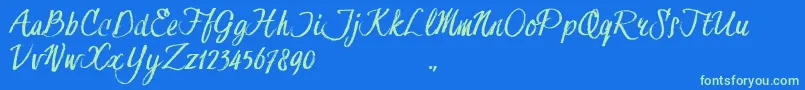 HessterMofetDirtyTrial Font – Green Fonts on Blue Background
