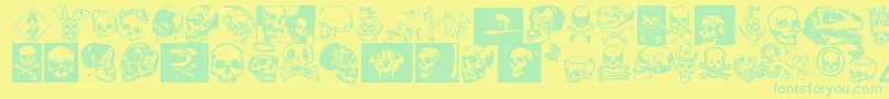 Fonte Kallot – fontes verdes em um fundo amarelo