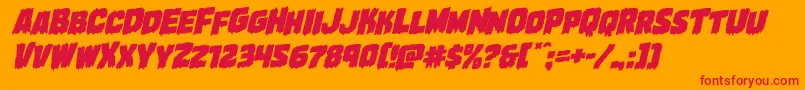 Marshthingrotal-Schriftart – Rote Schriften auf orangefarbenem Hintergrund