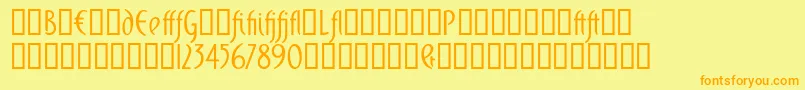 フォントDomingoalt – オレンジの文字が黄色の背景にあります。