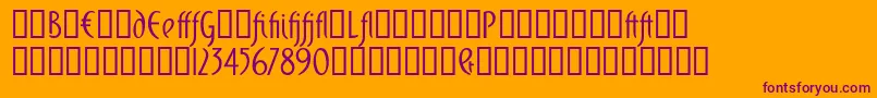 Domingoalt-Schriftart – Violette Schriften auf orangefarbenem Hintergrund