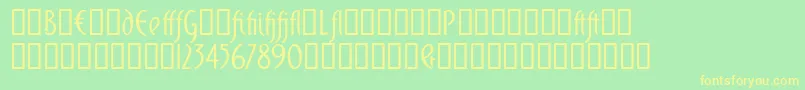 フォントDomingoalt – 黄色の文字が緑の背景にあります