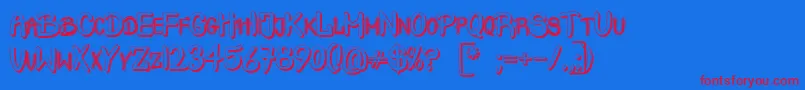 フォントCrashTestShadow – 赤い文字の青い背景