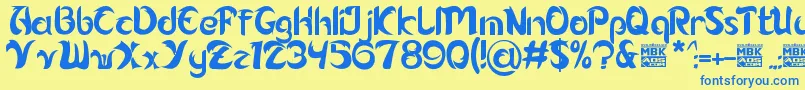 Alamak Font – Blue Fonts on Yellow Background