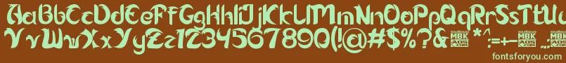 Alamak-fontti – vihreät fontit ruskealla taustalla