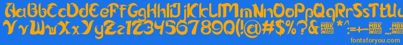 Alamak Font – Orange Fonts on Blue Background