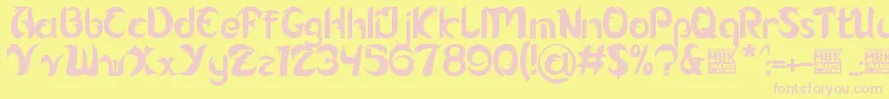 Alamak-fontti – vaaleanpunaiset fontit keltaisella taustalla