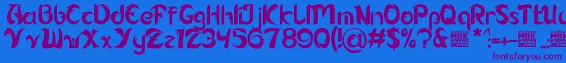 Alamak-Schriftart – Violette Schriften auf blauem Hintergrund