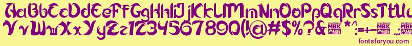 Alamak Font – Purple Fonts on Yellow Background