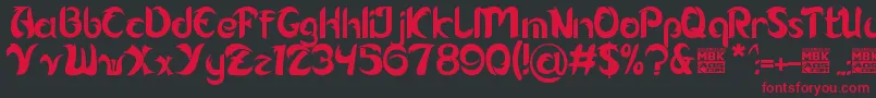 フォントAlamak – 黒い背景に赤い文字