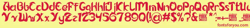 Alamak Font – Red Fonts on Yellow Background