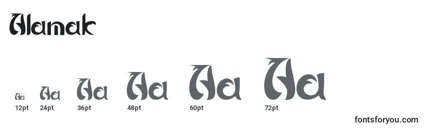 Размеры шрифта Alamak