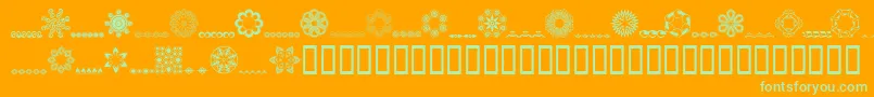 Whirlygi-Schriftart – Grüne Schriften auf orangefarbenem Hintergrund