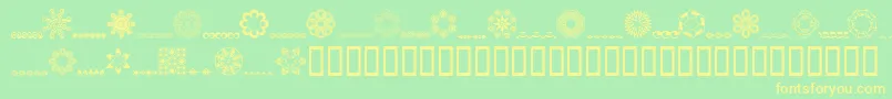 フォントWhirlygi – 黄色の文字が緑の背景にあります