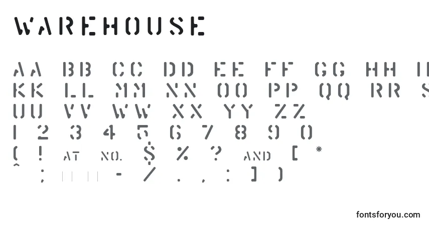 Schriftart Warehouse – Alphabet, Zahlen, spezielle Symbole