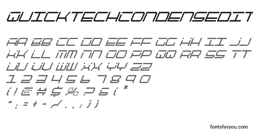 Schriftart QuicktechCondensedItalic – Alphabet, Zahlen, spezielle Symbole