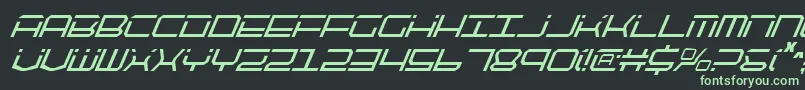 QuicktechCondensedItalic Font – Green Fonts on Black Background