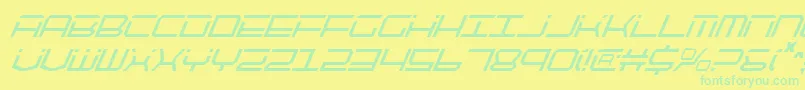 QuicktechCondensedItalic Font – Green Fonts on Yellow Background
