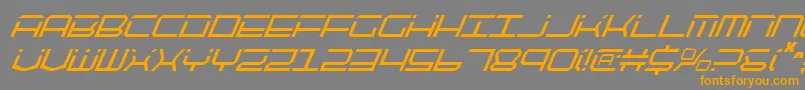 フォントQuicktechCondensedItalic – オレンジの文字は灰色の背景にあります。