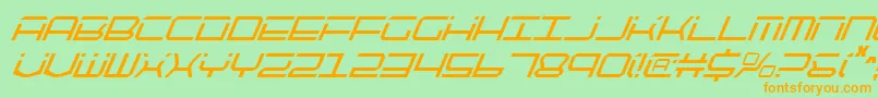 QuicktechCondensedItalic Font – Orange Fonts on Green Background