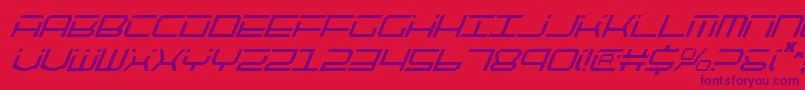 フォントQuicktechCondensedItalic – 赤い背景に紫のフォント