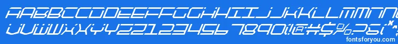 QuicktechCondensedItalic Font – White Fonts on Blue Background