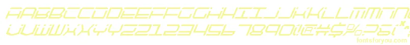 フォントQuicktechCondensedItalic – 黄色のフォント