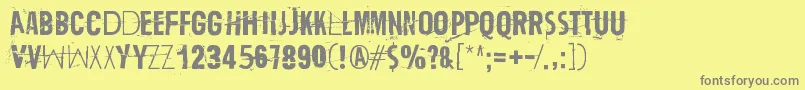 Weitere Informationen zur TrashZydego-Schriftart TrashZydego-Schriftart – Graue Schriften auf gelbem Hintergrund