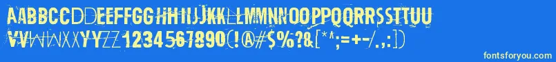 TrashZydego Font – Yellow Fonts on Blue Background