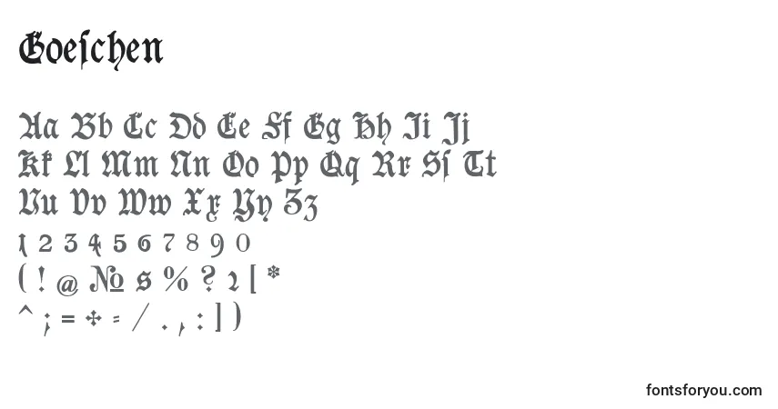 Fuente Goeschen - alfabeto, números, caracteres especiales