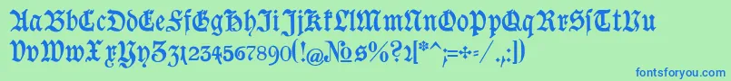 フォントGoeschen – 青い文字は緑の背景です。