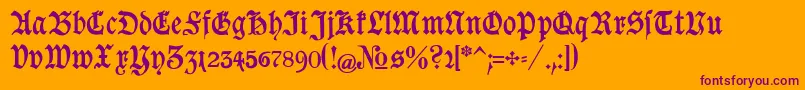 Goeschen-fontti – violetit fontit oranssilla taustalla