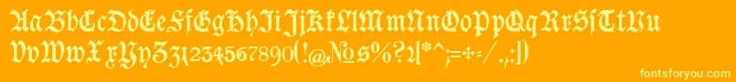 Goeschen-Schriftart – Gelbe Schriften auf orangefarbenem Hintergrund