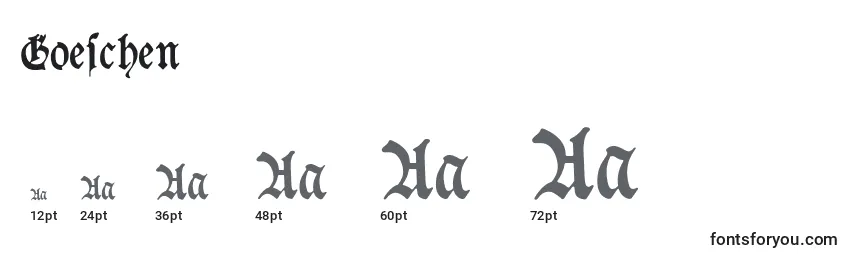 Размеры шрифта Goeschen