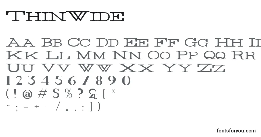 ThinWide-fontti – aakkoset, numerot, erikoismerkit