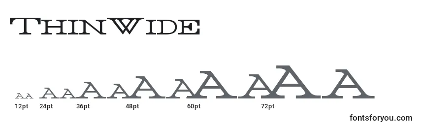 Размеры шрифта ThinWide