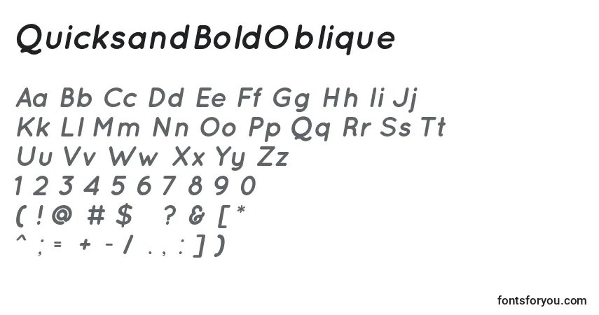 Czcionka QuicksandBoldOblique – alfabet, cyfry, specjalne znaki