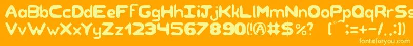 Unknownregularity-Schriftart – Gelbe Schriften auf orangefarbenem Hintergrund
