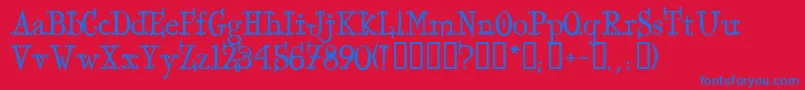 IronworksTM Font – Blue Fonts on Red Background