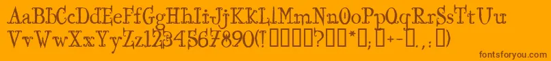 IronworksTM-Schriftart – Braune Schriften auf orangefarbenem Hintergrund