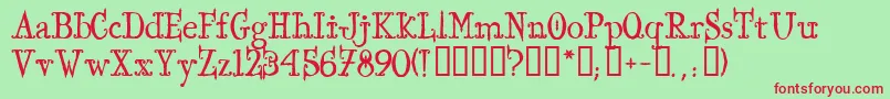 IronworksTM-Schriftart – Rote Schriften auf grünem Hintergrund