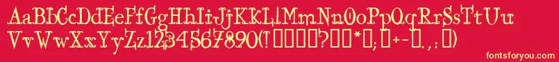 IronworksTM-Schriftart – Gelbe Schriften auf rotem Hintergrund