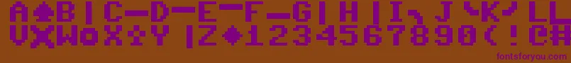 Fonte Commodoreserver – fontes roxas em um fundo marrom