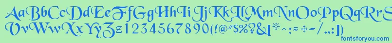 Saiba mais sobre a fonte QtblackforestRegular Fonte QtblackforestRegular – fontes azuis em um fundo verde