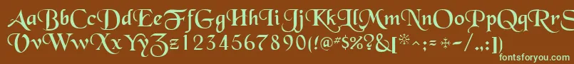 QtblackforestRegular Font – Green Fonts on Brown Background